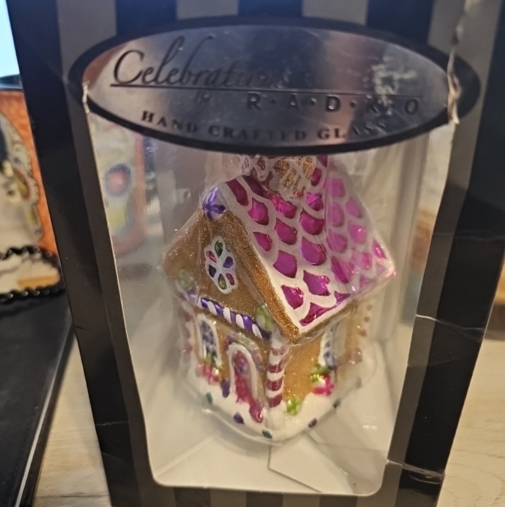 Radko Handcrafted Glass Gingerbread House Ornament 2016